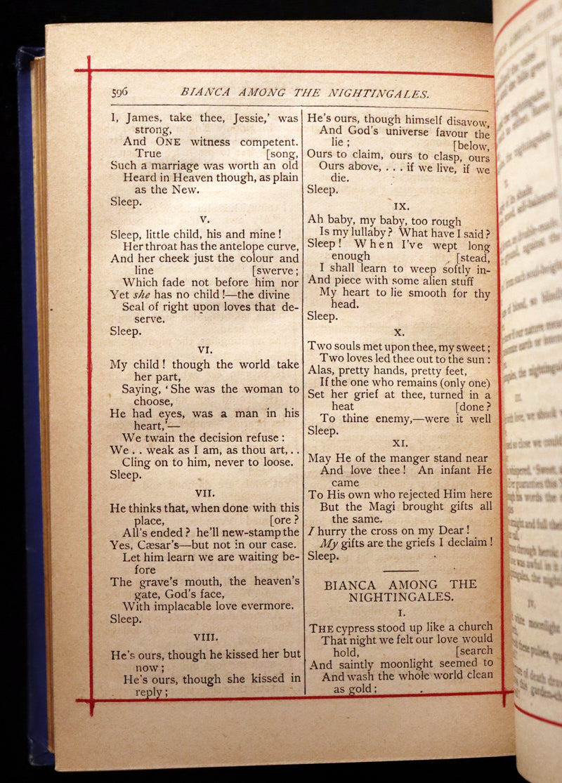 1883 Rare and beautiful Victorian Book - The Poetical Works of Elizabeth Barrett Browning.