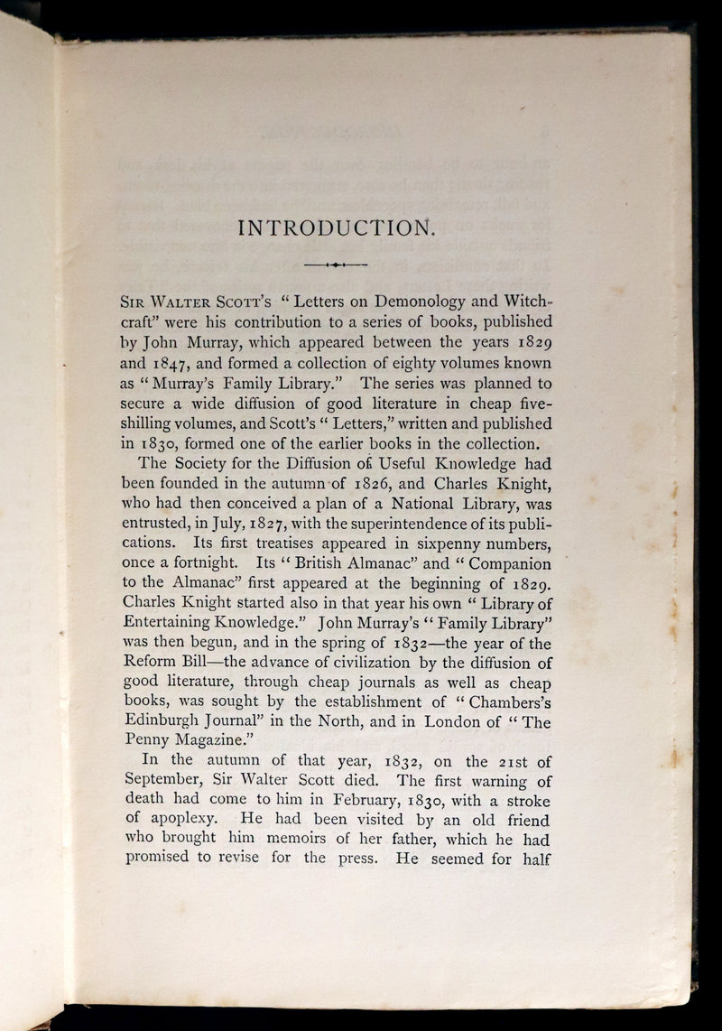 1884 Rare Edition  - Demonology and Witchcraft - WITCHES & FAIRIES by Sir Walter Scott.