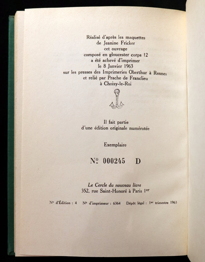 1963 Rare First Limited Edition #245 - La Planete des Singes (The Planet of the Apes) by Pierre Boulle.