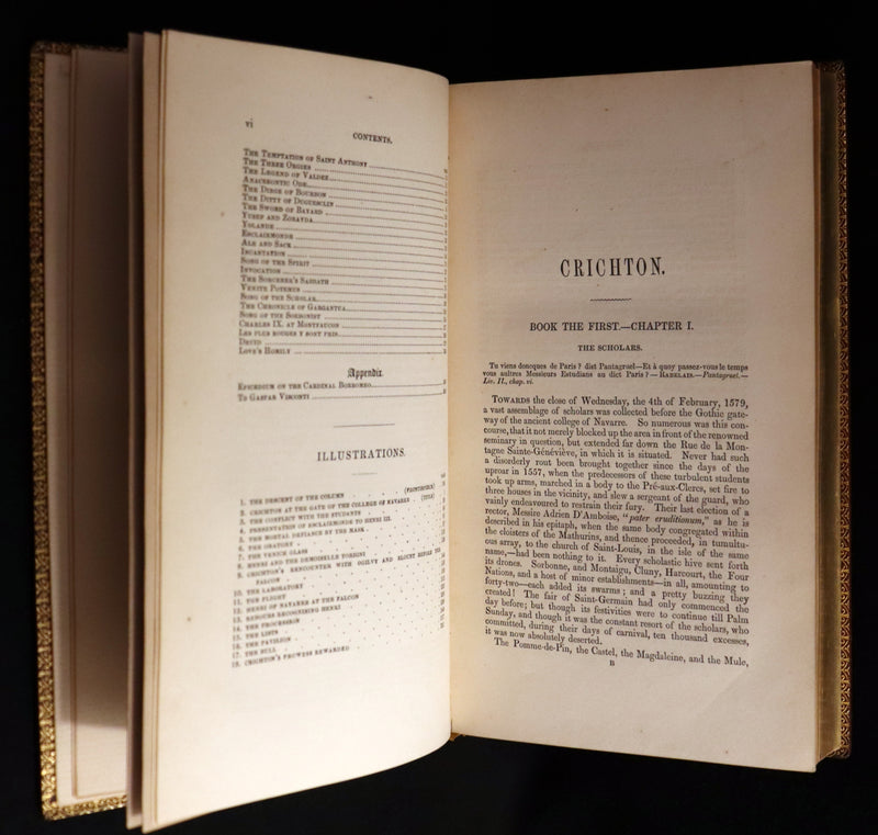 1849 Rare Book beautifully bound by Launder - CRICHTON by Ainsworth, illustrated by Hablot K. Browne.