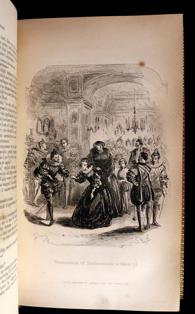 1849 Rare Book beautifully bound by Launder - CRICHTON by Ainsworth, illustrated by Hablot K. Browne.