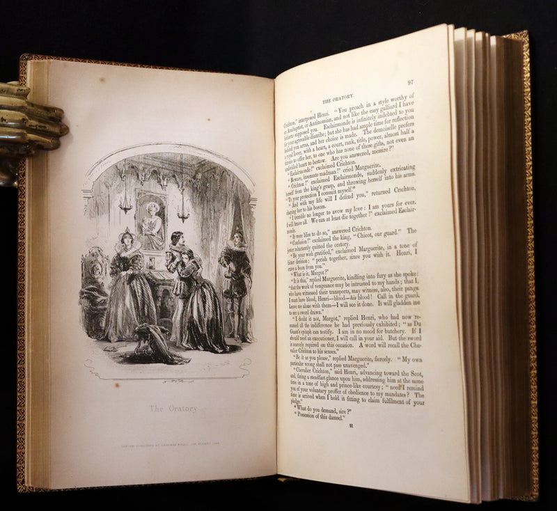1849 Rare Book beautifully bound by Launder - CRICHTON by Ainsworth, illustrated by Hablot K. Browne.