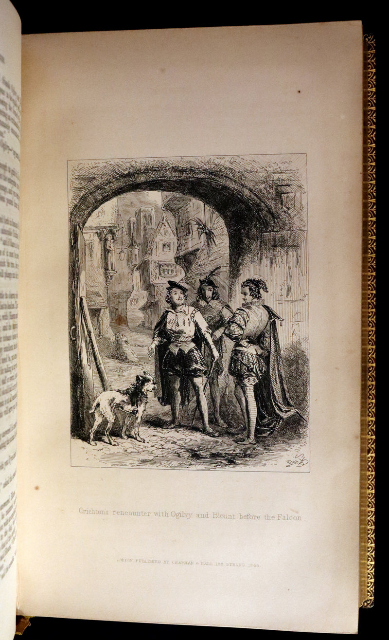 1849 Rare Book beautifully bound by Launder - CRICHTON by Ainsworth, illustrated by Hablot K. Browne.