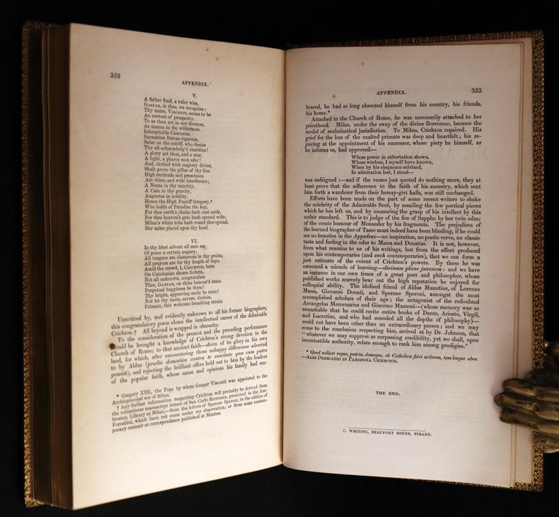 1849 Rare Book beautifully bound by Launder - CRICHTON by Ainsworth, illustrated by Hablot K. Browne.