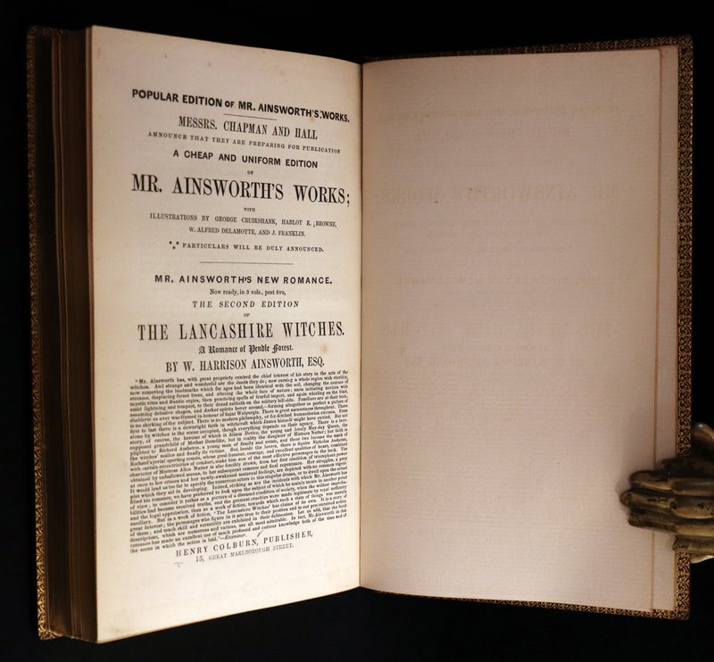 1849 Rare Book beautifully bound by Launder - CRICHTON by Ainsworth, illustrated by Hablot K. Browne.