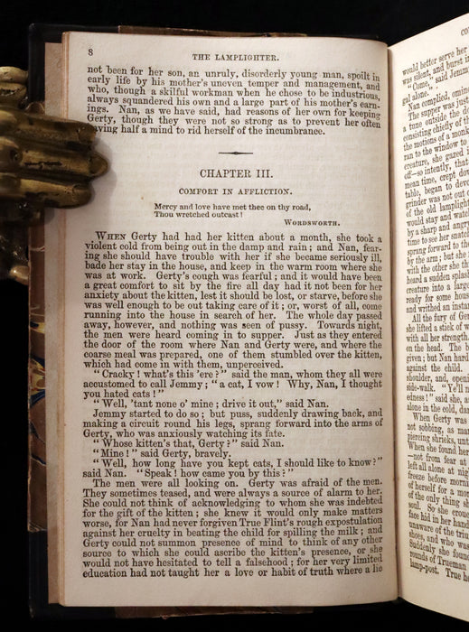 1854 Rare Victorian Book - The LAMPLIGHTER by Maria Susanna Cummins. First Edition.