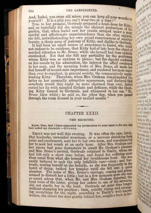 1854 Rare Victorian Book - The LAMPLIGHTER by Maria Susanna Cummins. First Edition.