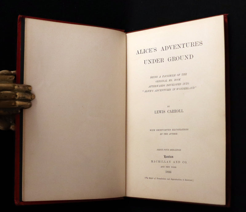 1886 Rare First Edition - Alice's Adventures Under Ground illustrated by Lewis Carroll.