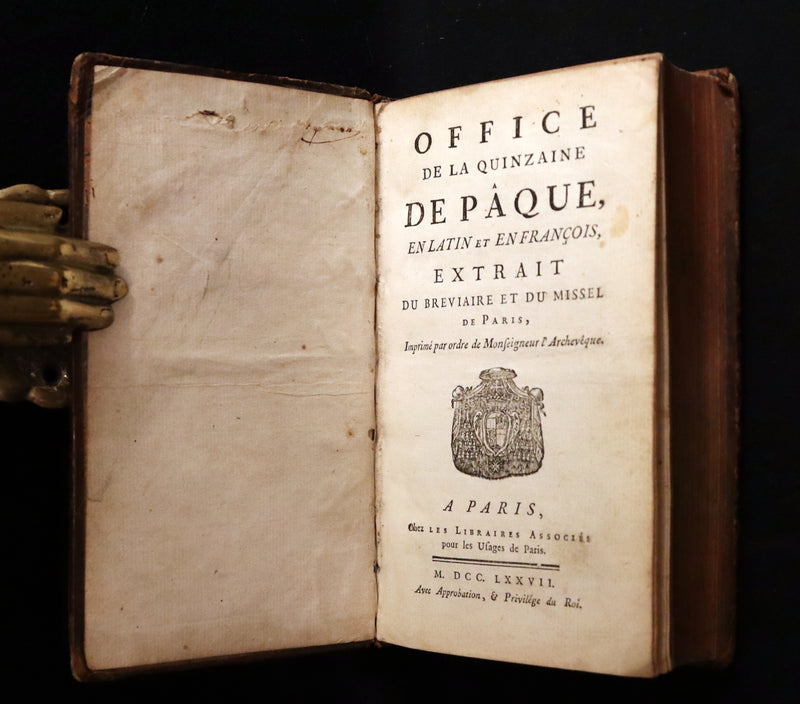 1777 Rare French Latin Book - Easter Prayer - Devotion - Office de la Quinzaine de Paque - following the Breviary & the Missal of Paris.