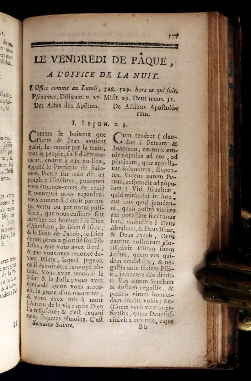 1777 Rare French Latin Book - Easter Prayer - Devotion - Office de la Quinzaine de Paque - following the Breviary & the Missal of Paris.