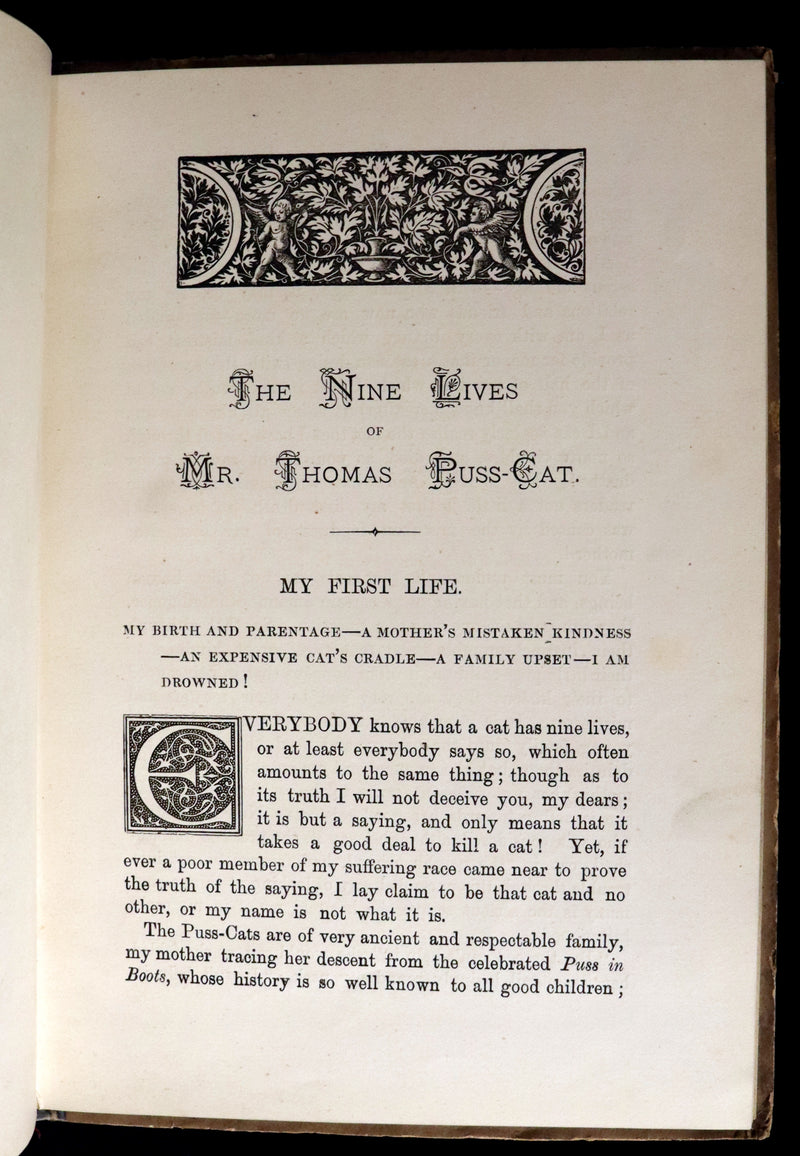 1890 Scarce First Edition - The Nine Lives of Mr. Thomas Puss-Cat by R. H. Lawrence Illustrated by A. Hitchcock.