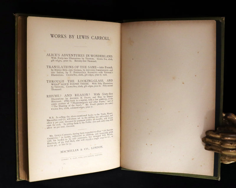 1883 Rare First Edition - RHYME? AND REASON? by Lewis Carroll Illustrated by Arthur B. Frost & Henry Holiday.