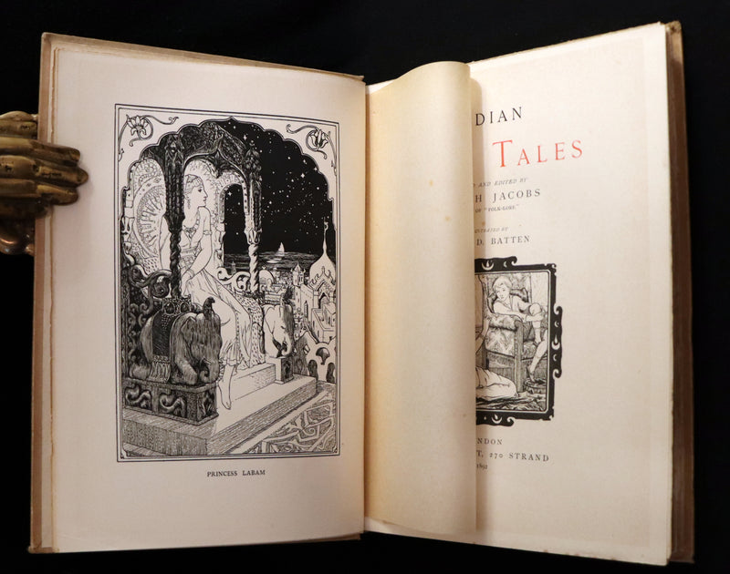 1892 Rare First Edition - INDIAN Fairy Tales by Joseph Jacobs illustrated by John D. Batten.