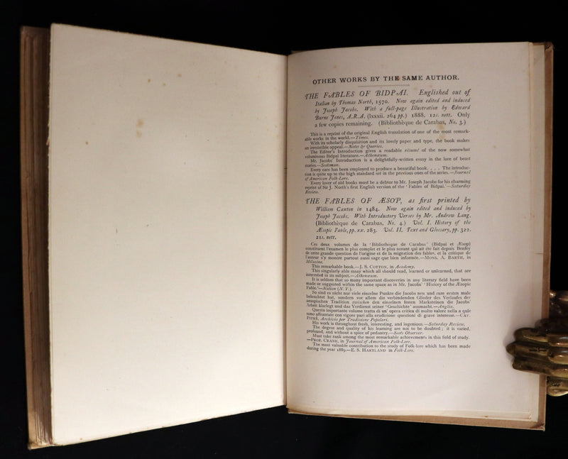 1892 Rare First Edition - INDIAN Fairy Tales by Joseph Jacobs illustrated by John D. Batten.
