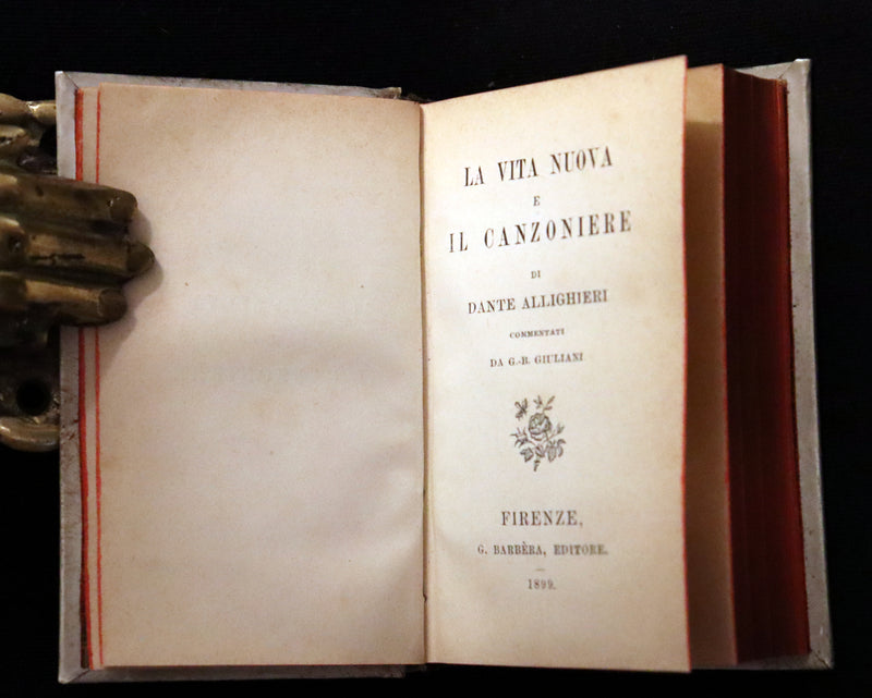 1899 Rare Italian Vellum Book - LA VITA NUOVA di DANTE ALLIGHIERI - The New Life.
