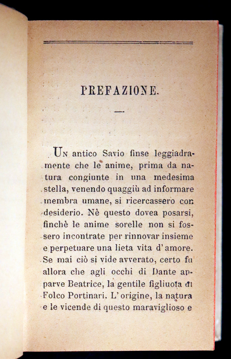 1899 Rare Italian Vellum Book - LA VITA NUOVA di DANTE ALLIGHIERI - The New Life.