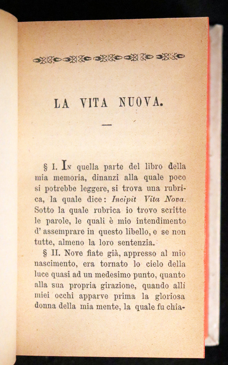 1899 Rare Italian Vellum Book - LA VITA NUOVA di DANTE ALLIGHIERI - The New Life.