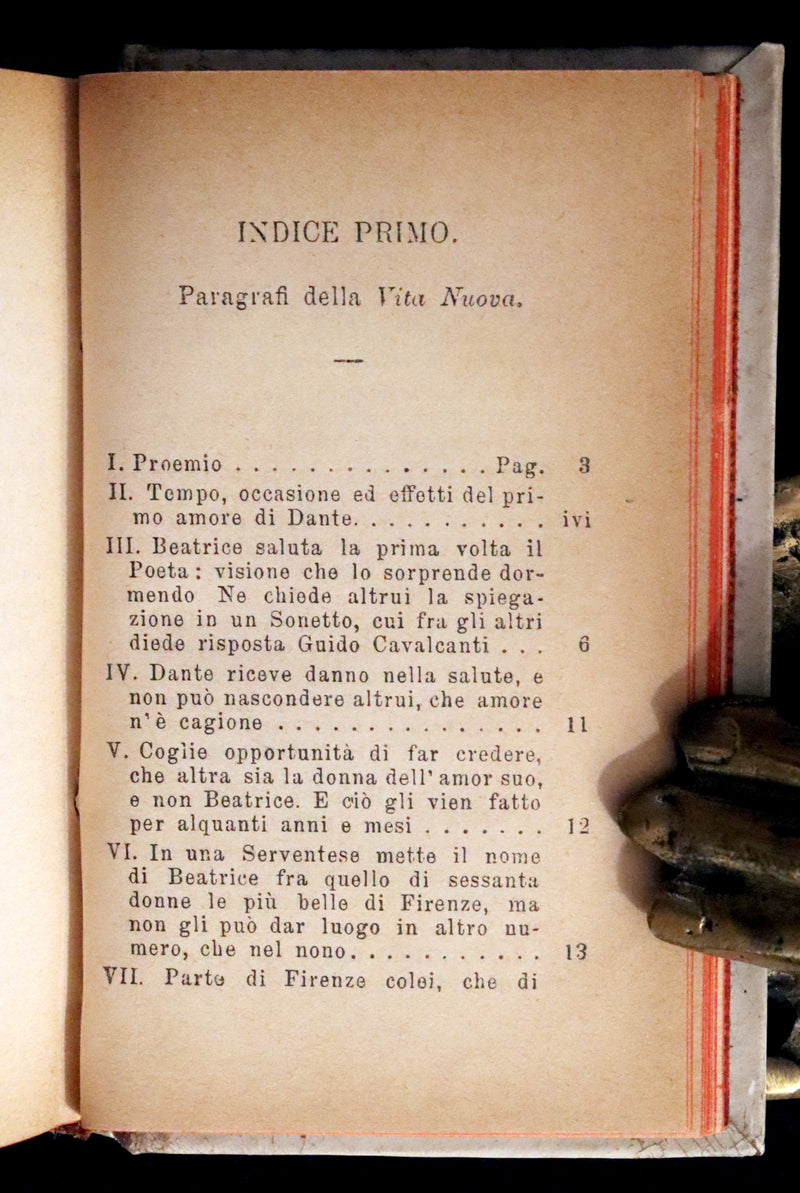1899 Rare Italian Vellum Book - LA VITA NUOVA di DANTE ALLIGHIERI - The New Life.