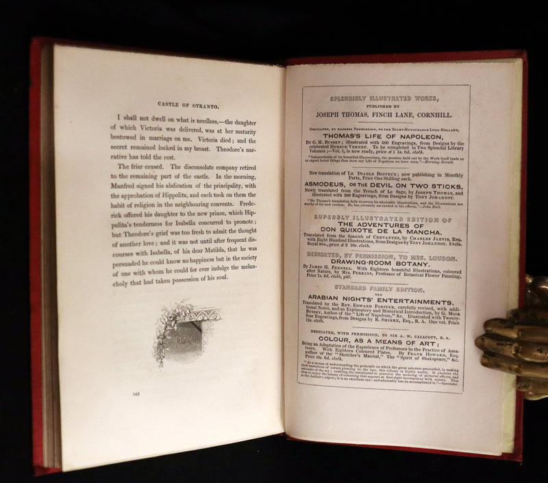 1840 Scarce illustrated Edition - The Castle of Otranto, a Gothic Story Set in a haunted castle by Horace Walpole.