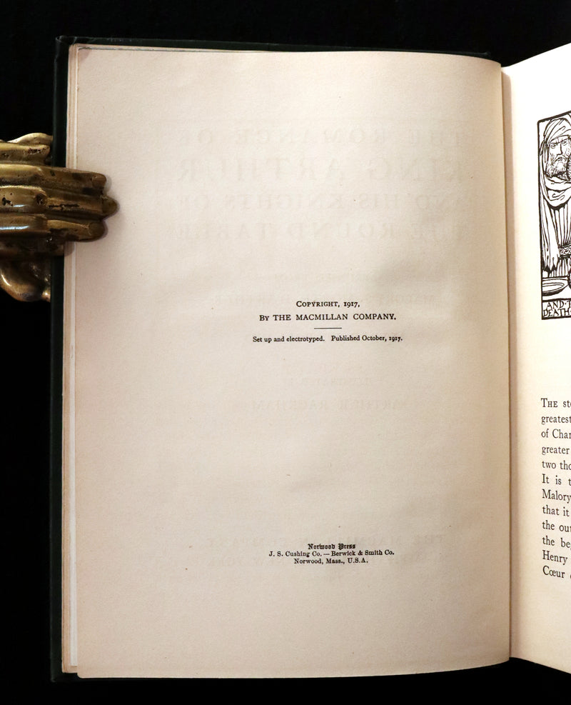 1917 Rare 1st Edition - ROMANCE of KING ARTHUR and His KNIGHTS of the Round Table illustrated by RACKHAM.