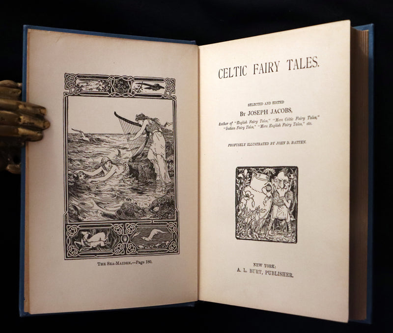 1890 Scarce Victorian Book - CELTIC Fairy Tales by Joseph Jacobs Illustrated by John D. Batten.