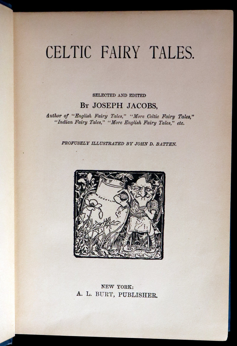 1890 Scarce Victorian Book - CELTIC Fairy Tales by Joseph Jacobs Illustrated by John D. Batten.