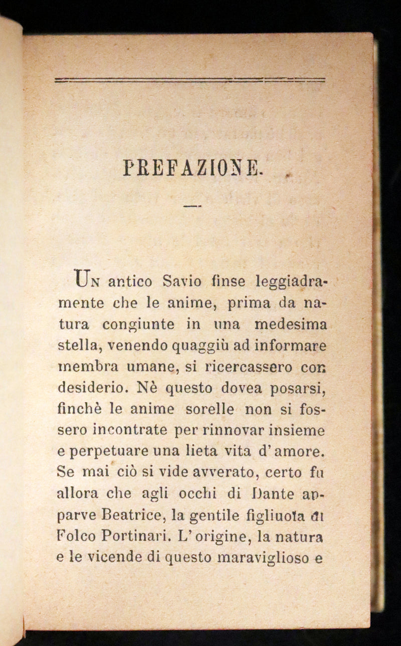 1899 Rare Italian Vellum Book - LA VITA NUOVA E IL CANZONIERE di DANTE ALLIGHIERI - The New Life.