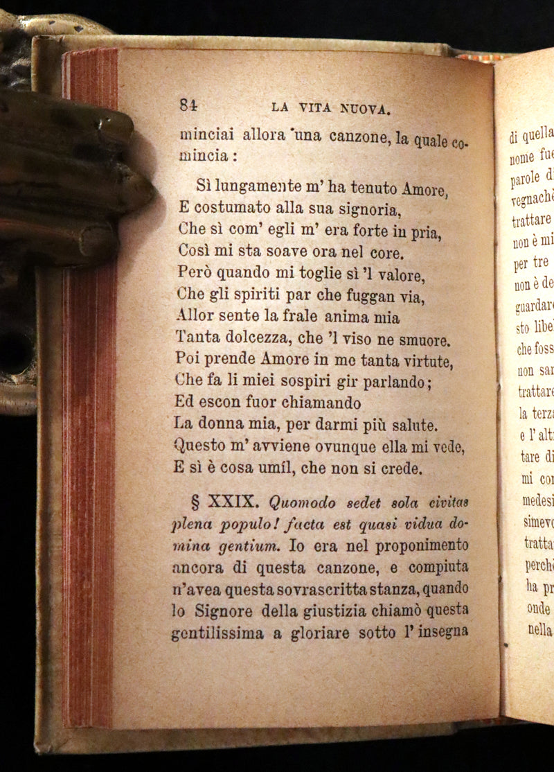 1899 Rare Italian Vellum Book - LA VITA NUOVA E IL CANZONIERE di DANTE ALLIGHIERI - The New Life.