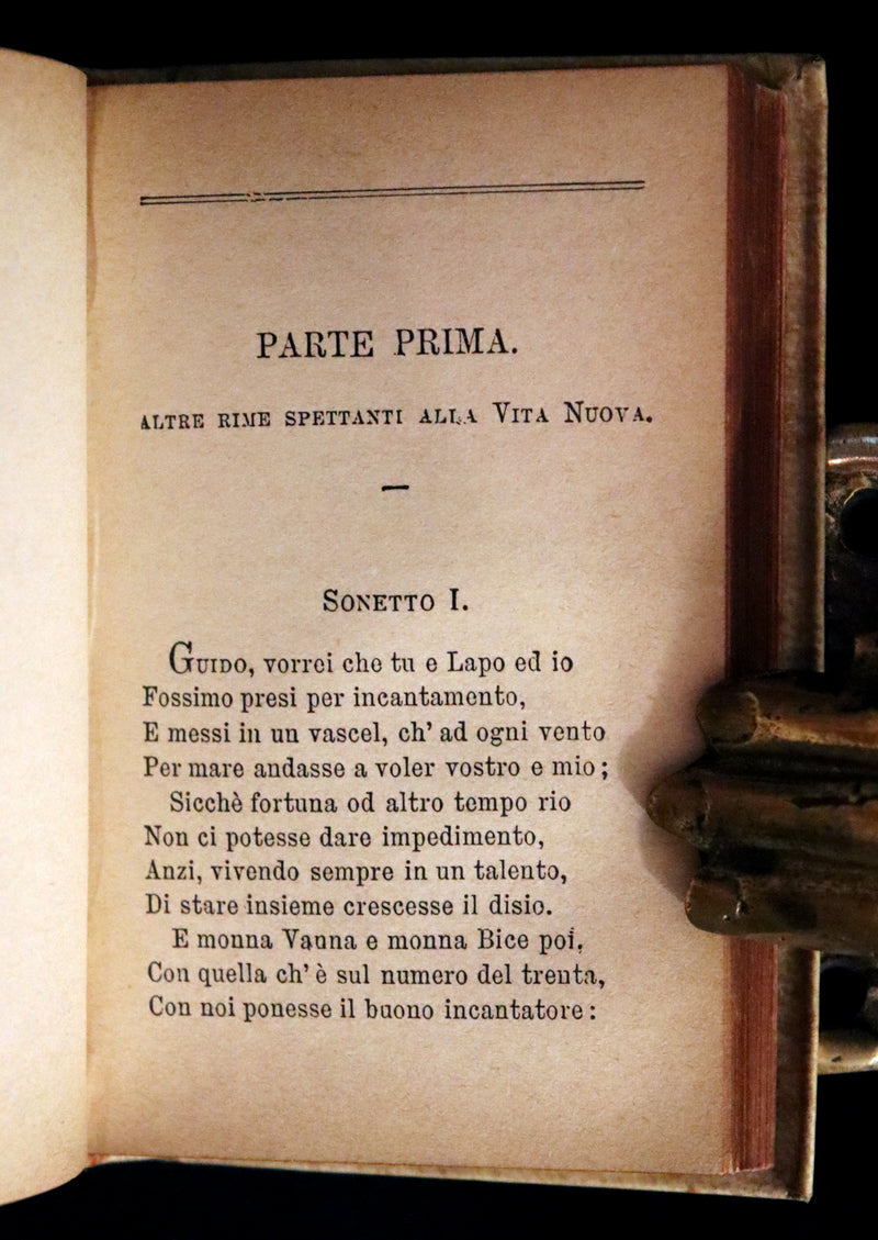 1899 Rare Italian Vellum Book - LA VITA NUOVA E IL CANZONIERE di DANTE ALLIGHIERI - The New Life.