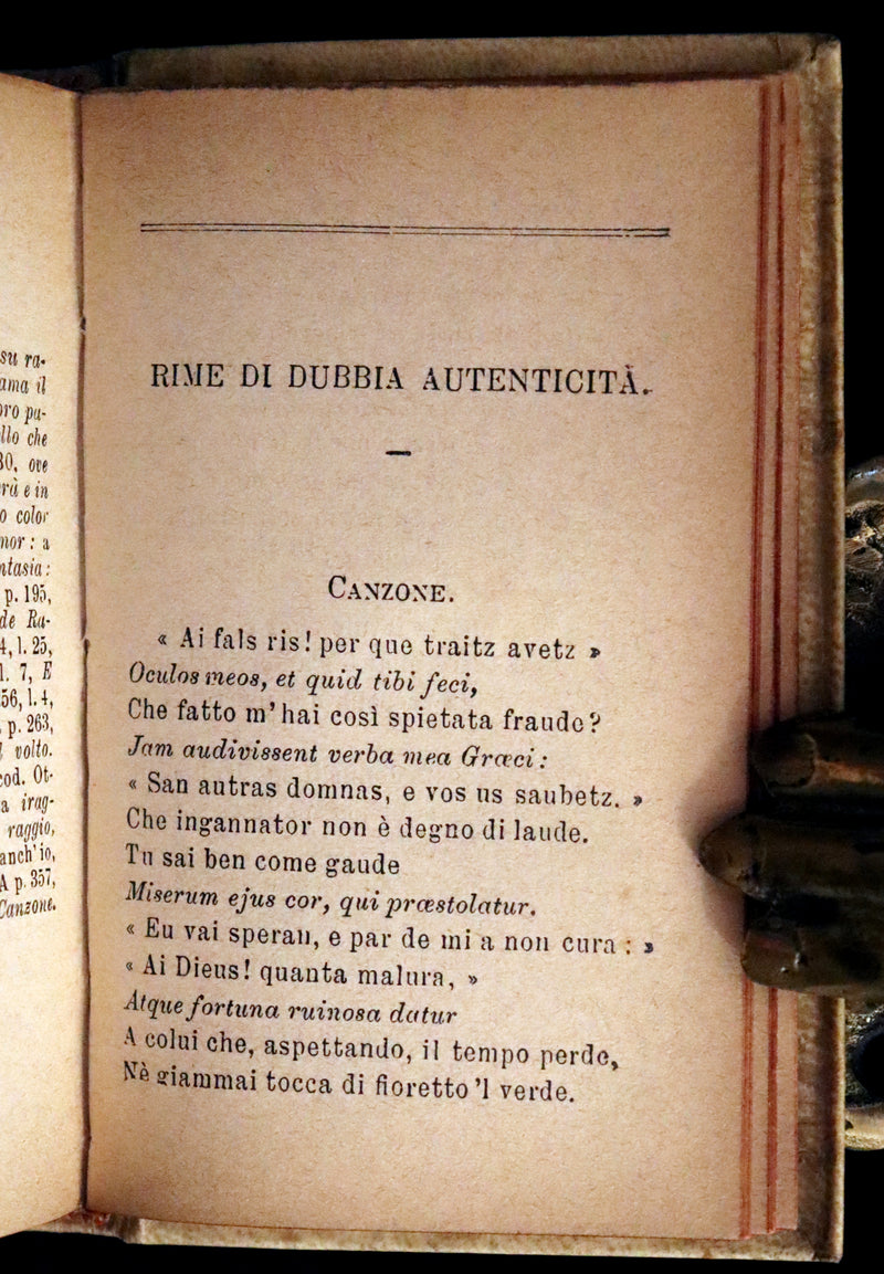 1899 Rare Italian Vellum Book - LA VITA NUOVA E IL CANZONIERE di DANTE ALLIGHIERI - The New Life.