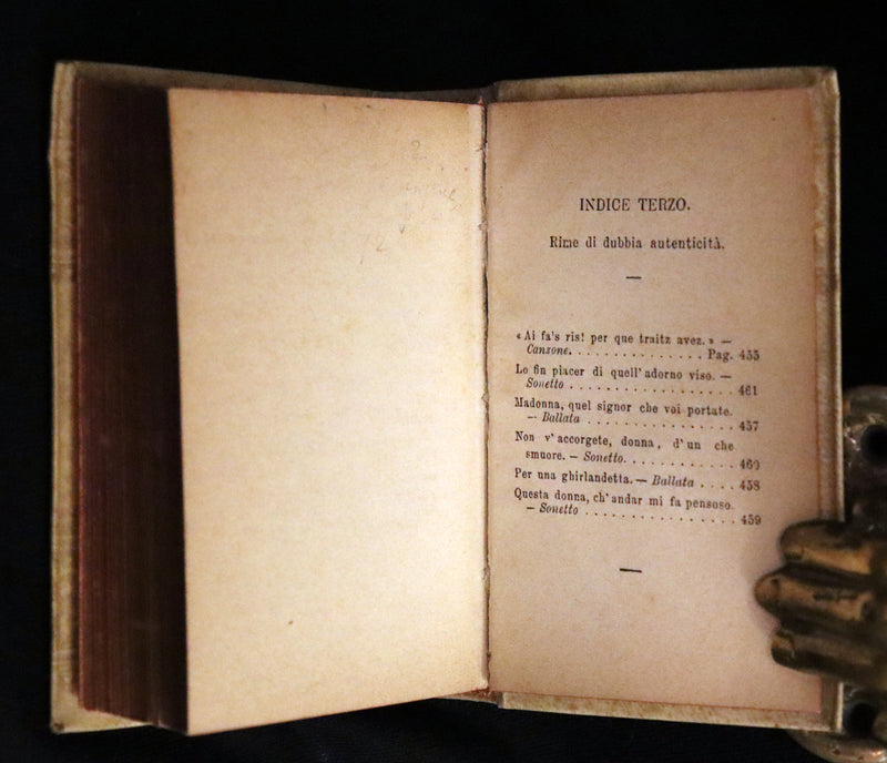 1899 Rare Italian Vellum Book - LA VITA NUOVA E IL CANZONIERE di DANTE ALLIGHIERI - The New Life.