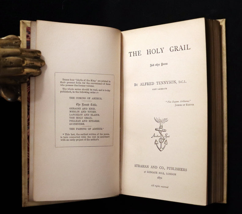 1870 1stED Vellum Binding - Legend of King Arthur - The Holy Grail by Alfred Tennyson. Copy of Sir Arthur Hobhouse.