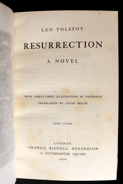 1900 Fine Bayntun-Riviere Binding - RESURRECTION by Count Leo Tolstoy. Illustrated by Pasternak.