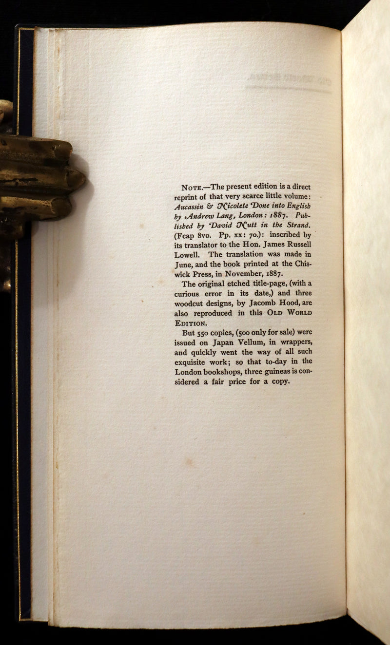 1895 Rare Limited First Edition bound in Morocco - MEDIEVAL HISTORY of Aucassin & Nicolette. Knighthood and Chivalry.