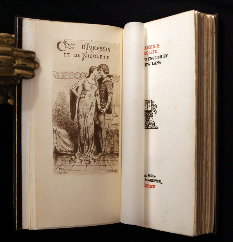 1895 Rare Limited First Edition bound in Morocco - MEDIEVAL HISTORY of Aucassin & Nicolette. Knighthood and Chivalry.