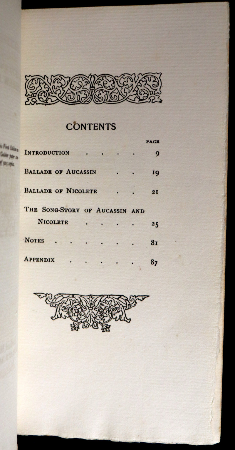 1895 Rare Limited First Edition bound in Morocco - MEDIEVAL HISTORY of Aucassin & Nicolette. Knighthood and Chivalry.
