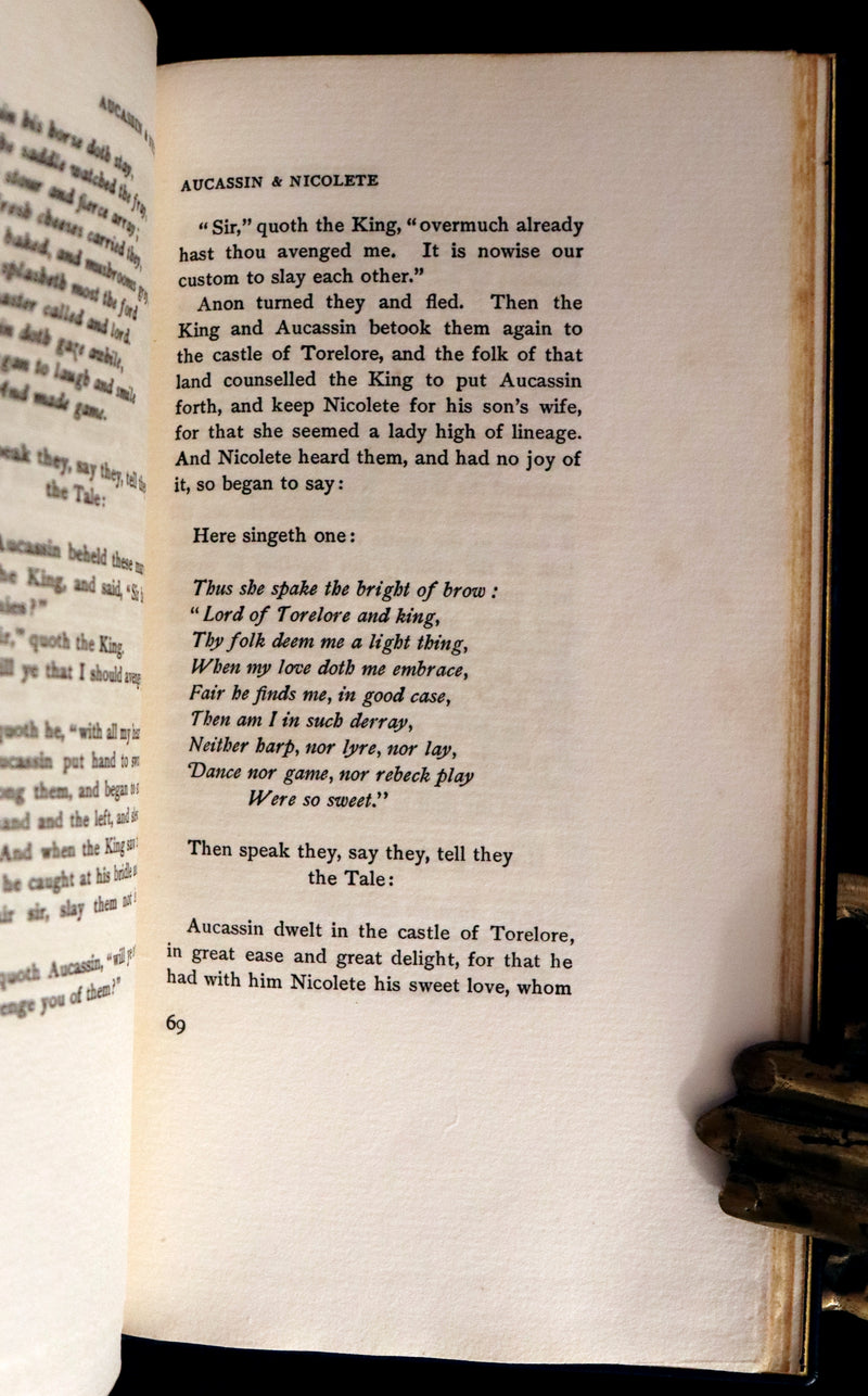 1895 Rare Limited First Edition bound in Morocco - MEDIEVAL HISTORY of Aucassin & Nicolette. Knighthood and Chivalry.