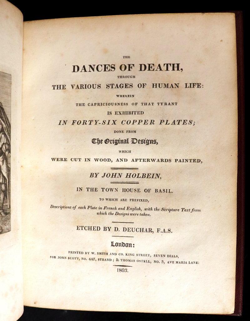 1803 Rare Book -The DANCES of DEATH - Danse Macabre by Hans Holbein, illustrated.