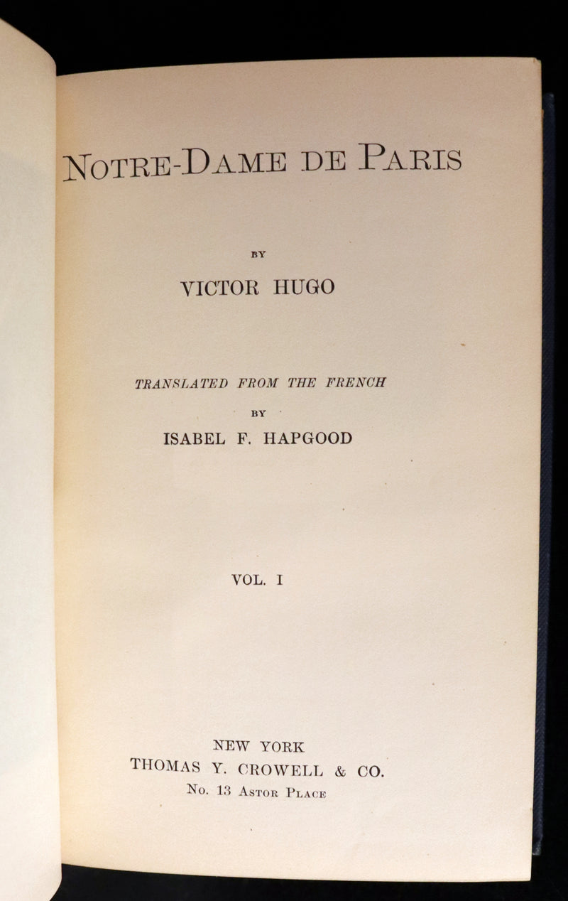 1888 Rare Victorian Gothic Book - Notre-Dame de Paris or The Bellringer of Paris by Victor Hugo.