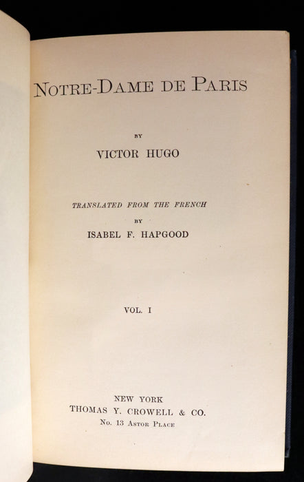 1888 Rare Victorian Gothic Book - Notre-Dame de Paris or The Bellringer of Paris by Victor Hugo.