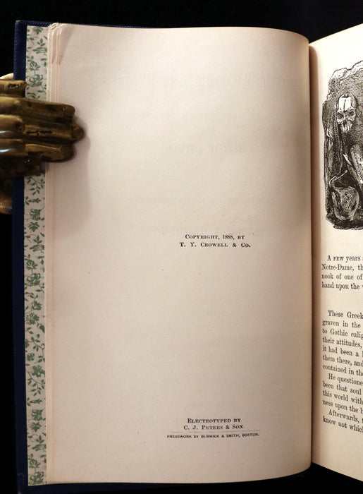 1888 Rare Victorian Gothic Book - Notre-Dame de Paris or The Bellringer of Paris by Victor Hugo.