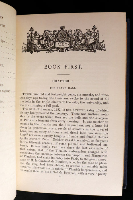 1888 Rare Victorian Gothic Book - Notre-Dame de Paris or The Bellringer of Paris by Victor Hugo.