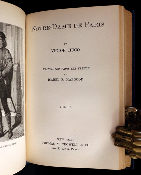 1888 Rare Victorian Gothic Book - Notre-Dame de Paris or The Bellringer of Paris by Victor Hugo.