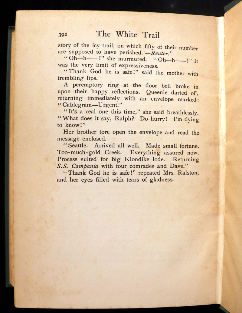 1908 Rare 1stED Book - The White Trail A Story of the Early Days of Klondike by Alexander MacDonald.