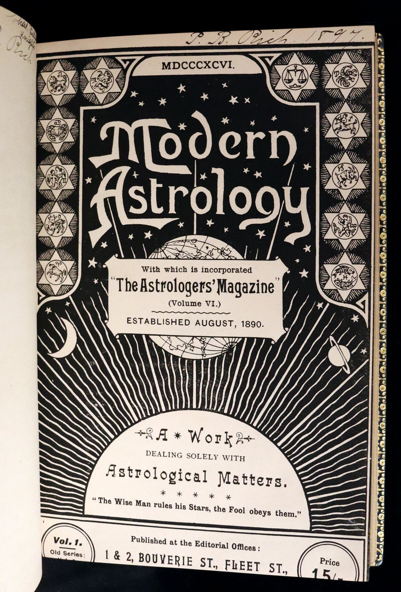 1895 Scarce Book bound by Zaehnsdorf for Asprey - MODERN ASTROLOGY - The Astrologers' Magazine by Alan Leo. Copy of Governor Charles Edison.