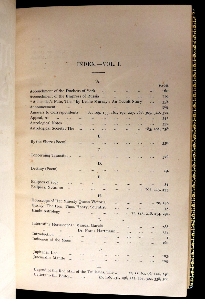 1895 Scarce Book bound by Zaehnsdorf for Asprey - MODERN ASTROLOGY - The Astrologers' Magazine by Alan Leo. Copy of Governor Charles Edison.