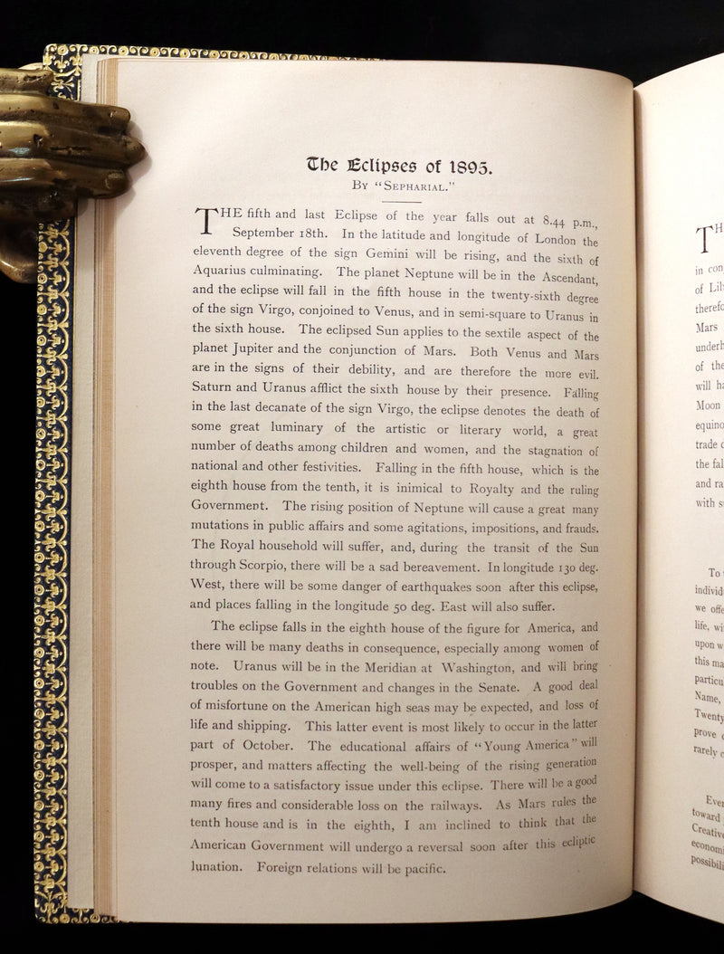 1895 Scarce Book bound by Zaehnsdorf for Asprey - MODERN ASTROLOGY - The Astrologers' Magazine by Alan Leo. Copy of Governor Charles Edison.
