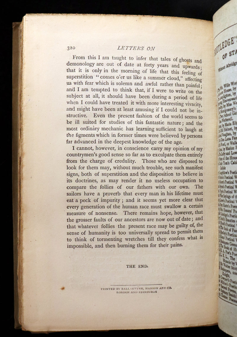 1887 Rare Book - Demonology and Witchcraft - WITCHES & FAIRIES by Sir Walter Scott.