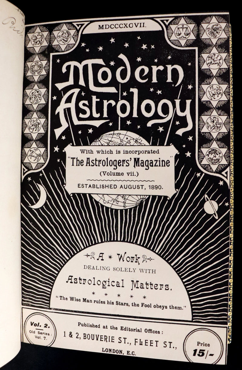 1896 Scarce Book bound by Zaehnsdorf for Asprey - MODERN ASTROLOGY - The Astrologers' Magazine by Alan Leo. Copy of Governor Charles Edison.
