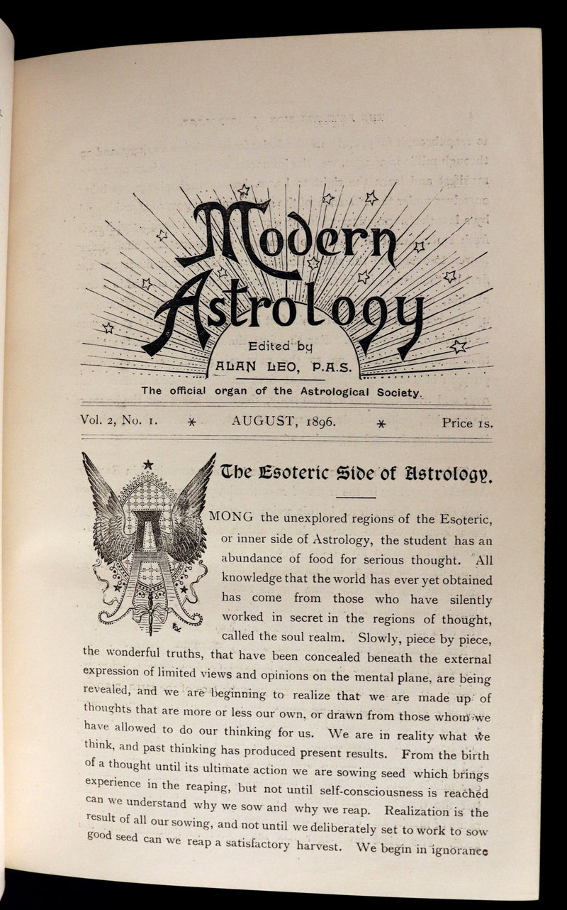 1896 Scarce Book bound by Zaehnsdorf for Asprey - MODERN ASTROLOGY - The Astrologers' Magazine by Alan Leo. Copy of Governor Charles Edison.